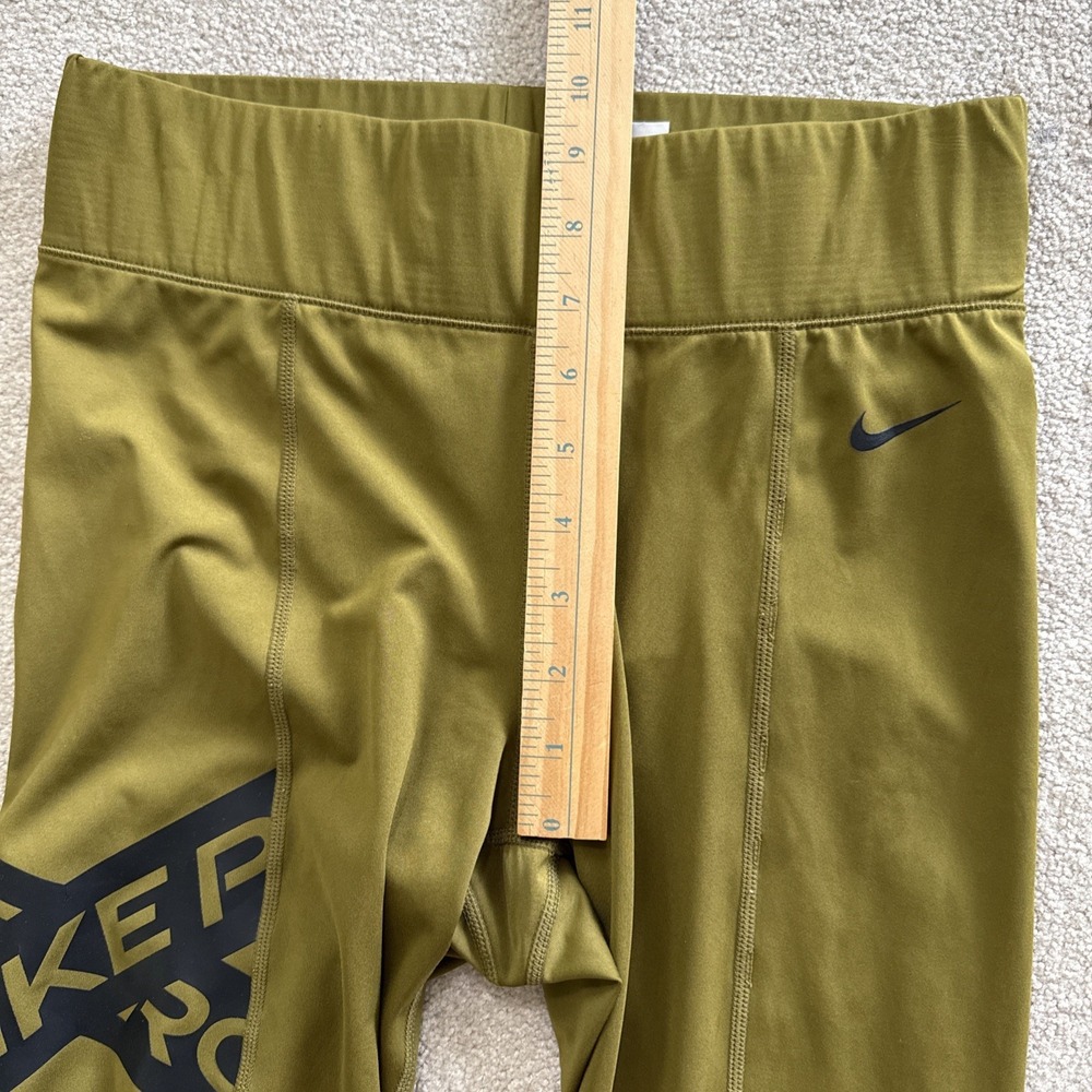 Women's Nike Pro Tight Fit 7/8 Length Training Sz M Olive Flak/Black - Picture 11 of 11